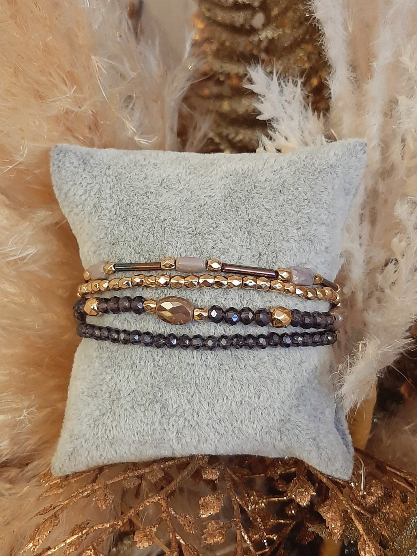 MULTI-ROW AMETHYST SEMI PRECIOUS CRYSTAL BRACELET