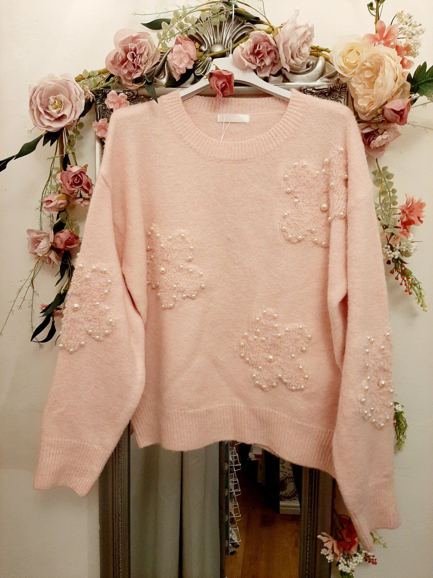 The Sophia Pearl Embellished Jumper-Blush Pink 8-16