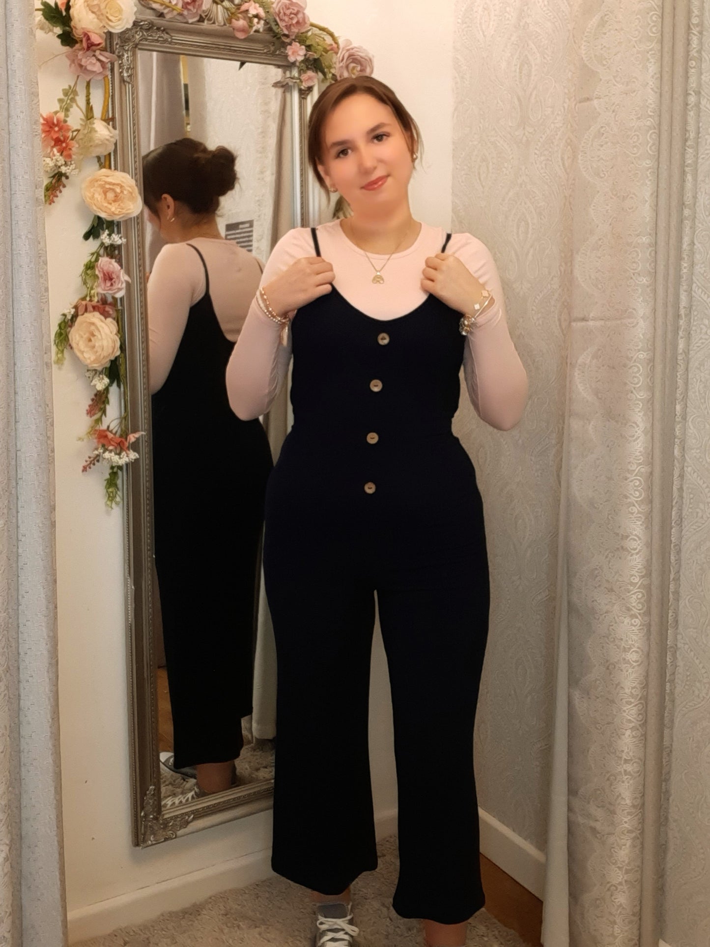 The The Jennie Ribbed Jumpsuit- Navy 8-12