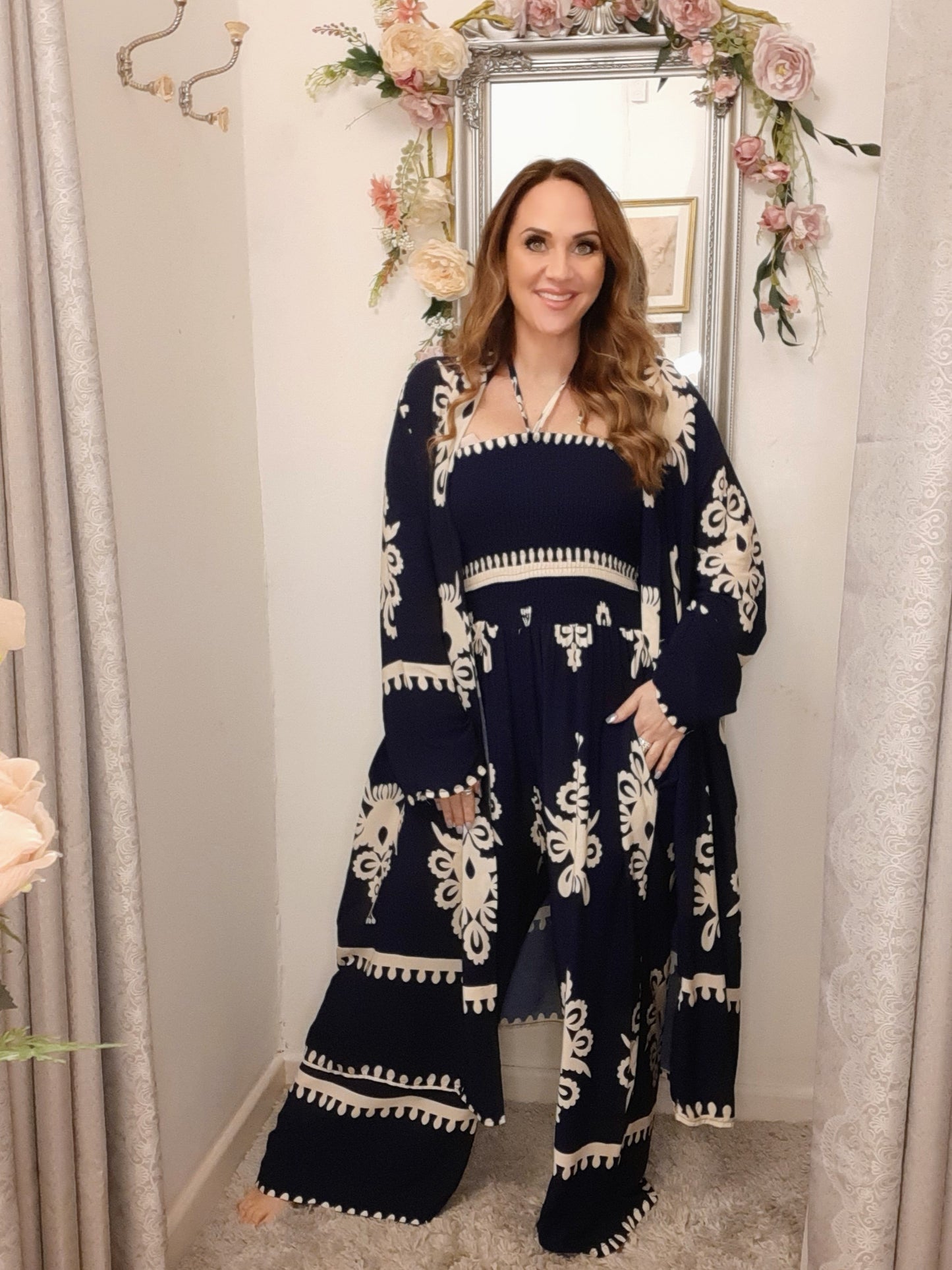 The Tequila Jumpsuit-2 Piece Co-Ord Set-Navy 8-18