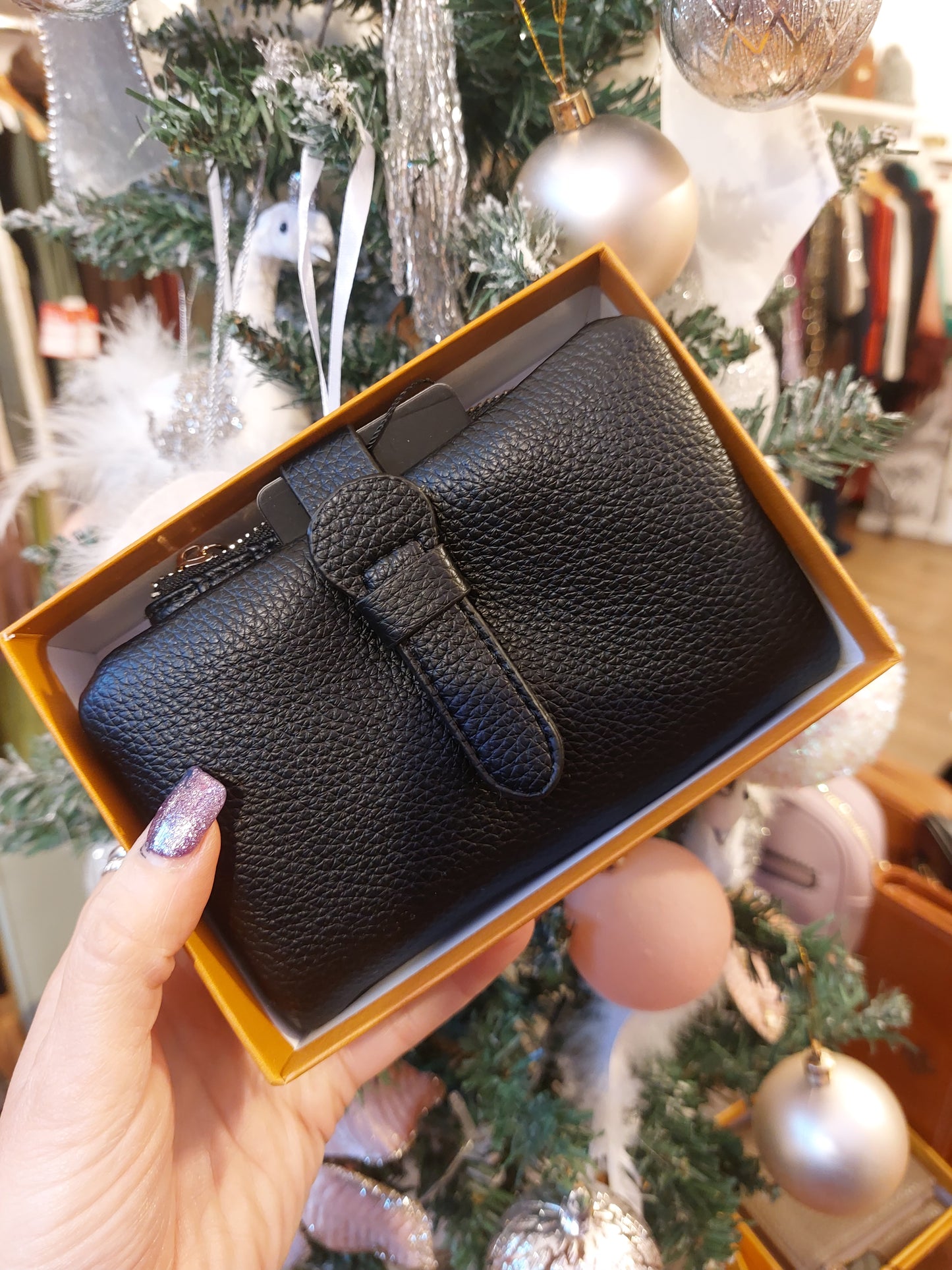 Medium Boxed Black Purse-Soft Touch