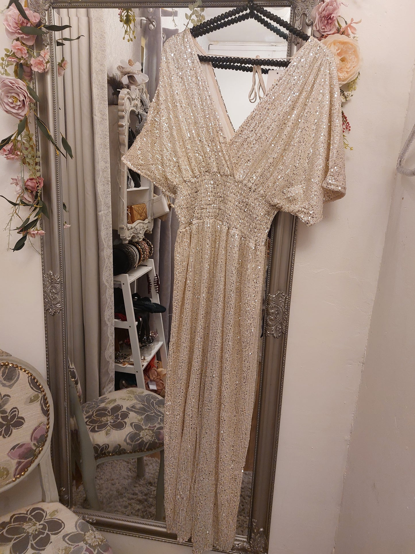 Gold Elasticated Sheered Waist Jumpsuit 8-16
