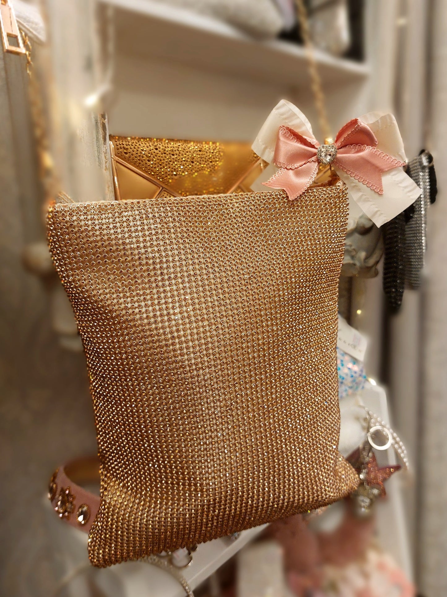 Gold Crossbody Bag with Chain
