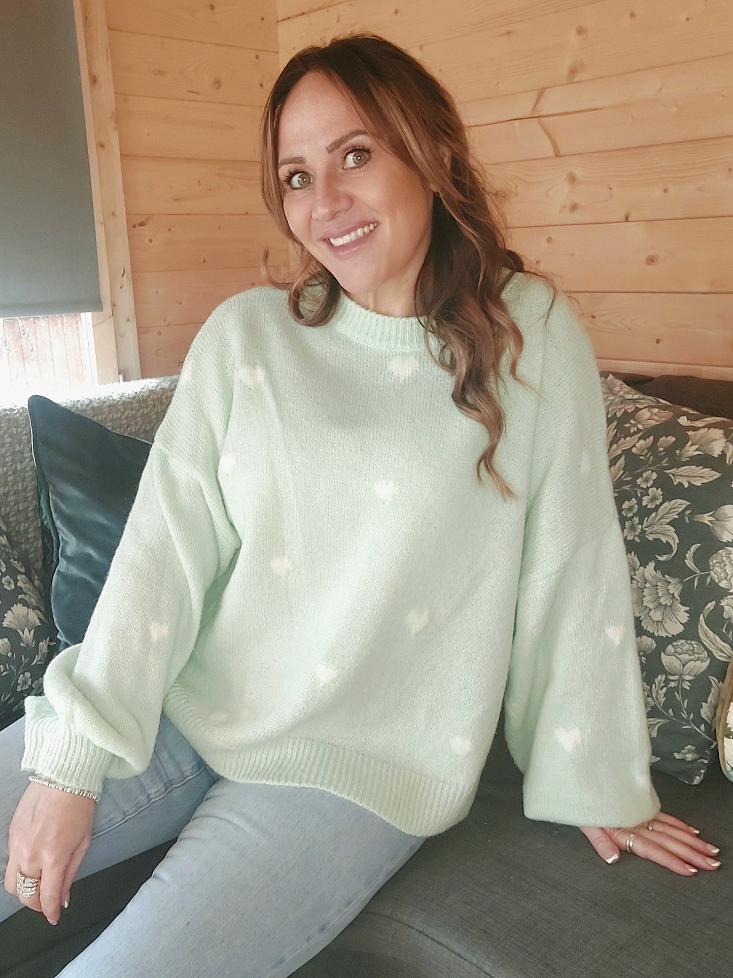 Lime Heart Balloon Sleeve Jumper 8-18