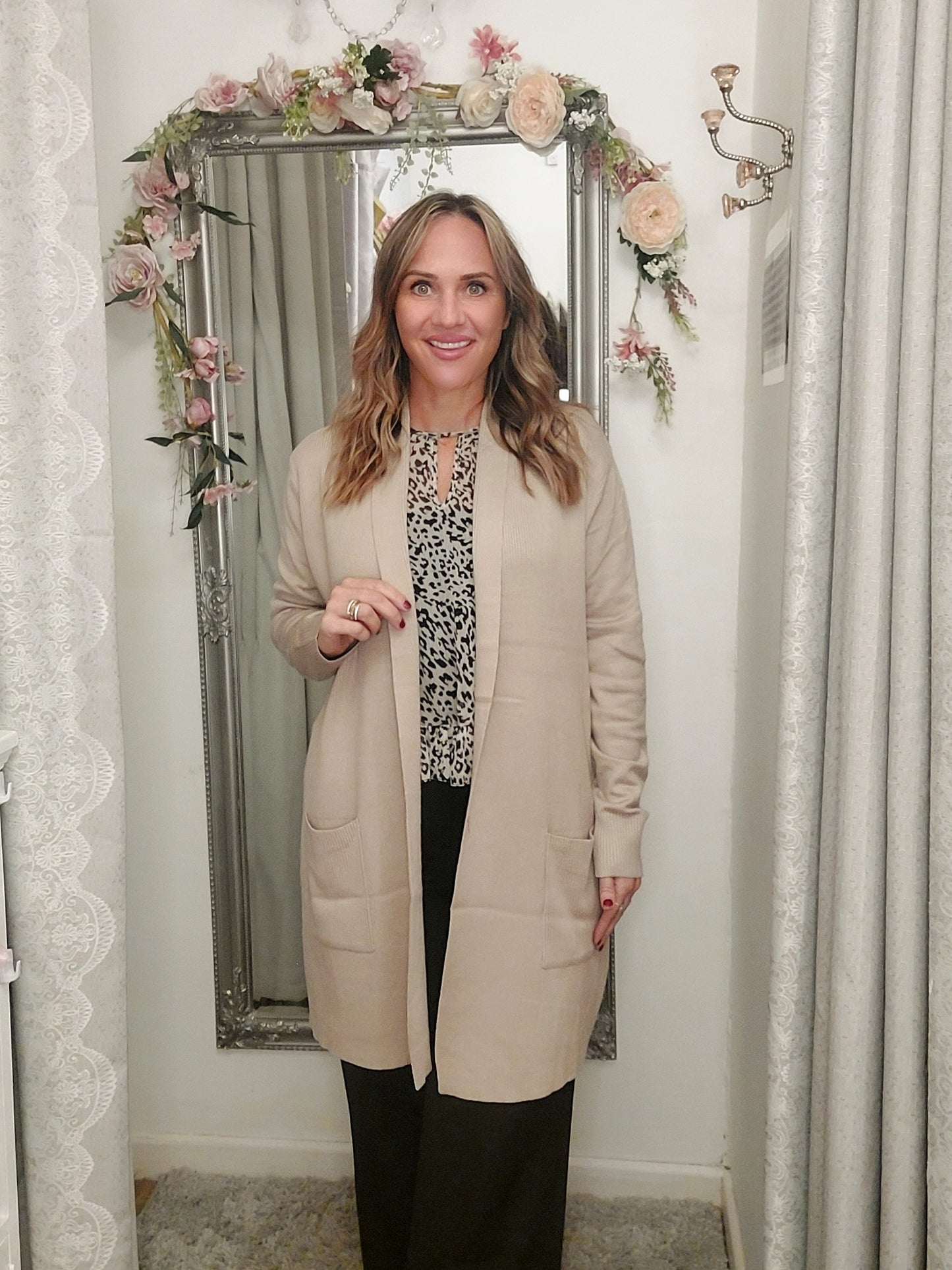 Cream Pocket Longline Cardigan-Various Sizes 8-18