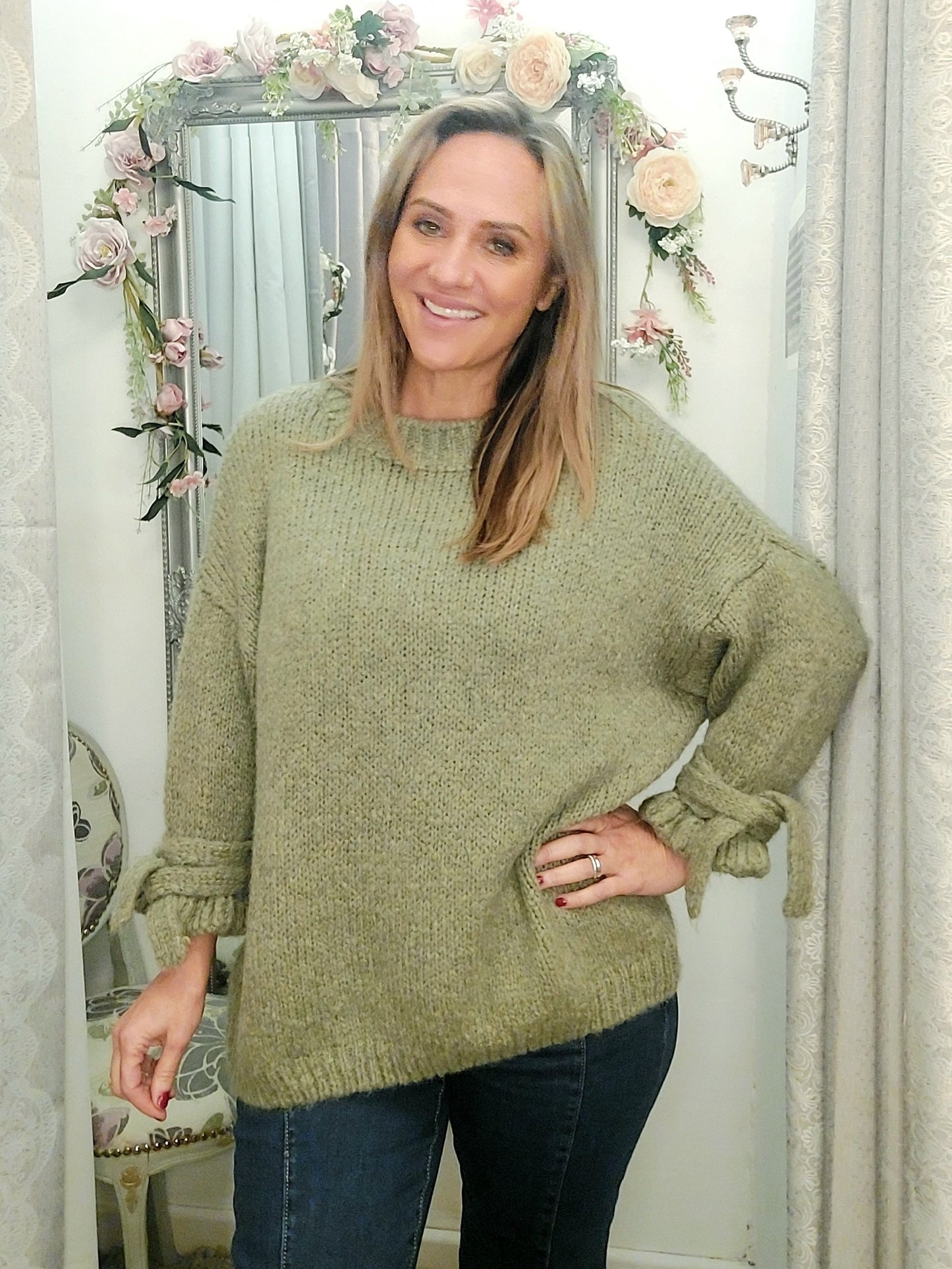 Tie Cuff Fluffy Chunky Jumper 8-18. VARIOUS COLOURS
