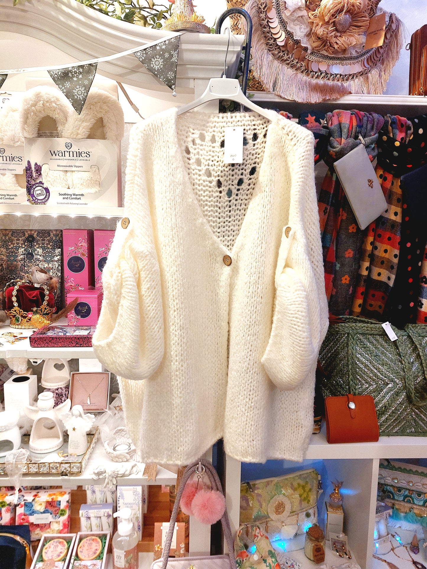 Cream Chunky knit Cardigan 14-20