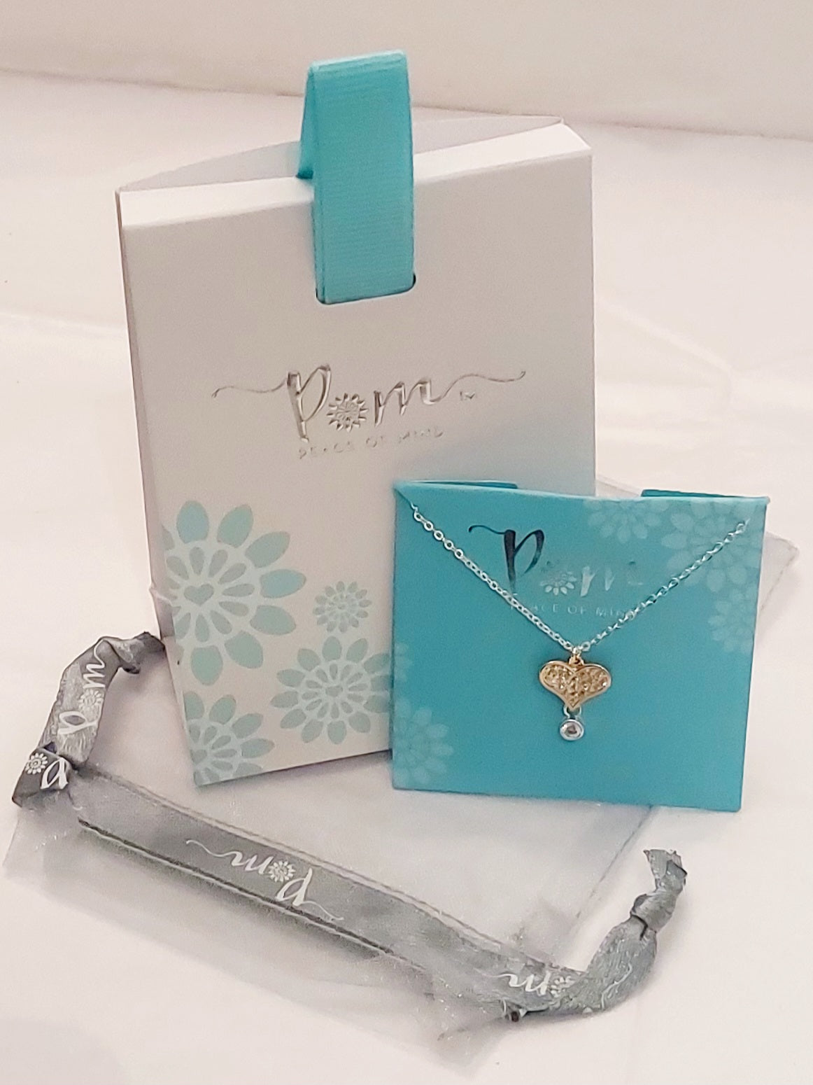 POM925 Gold Plated Crystal Heart Necklace