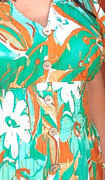 Floral Midi Dress Gold Embellished 8-18
