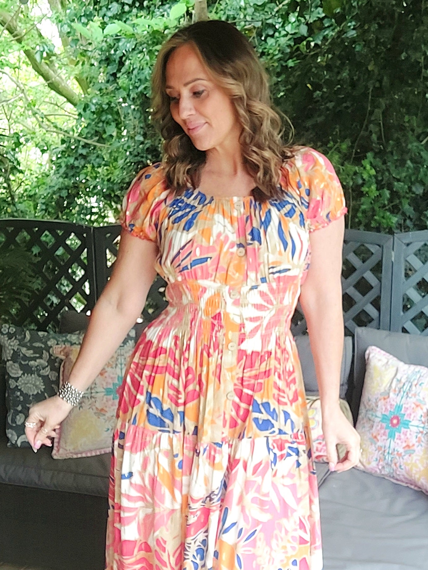 Tropical Print Bardot Maxi Dress-2 Colours 10-18/20