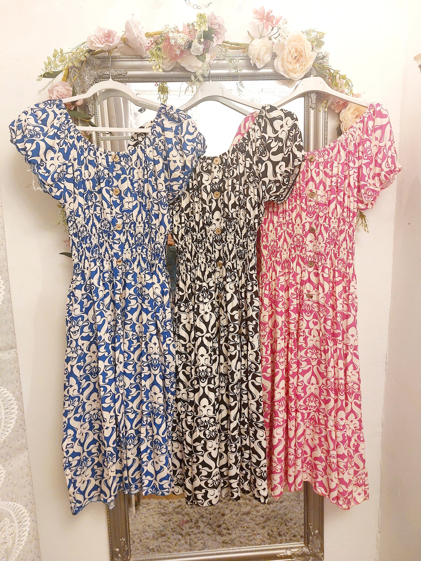 Mediterranean Print Bardot Midi Dress 8-18/20