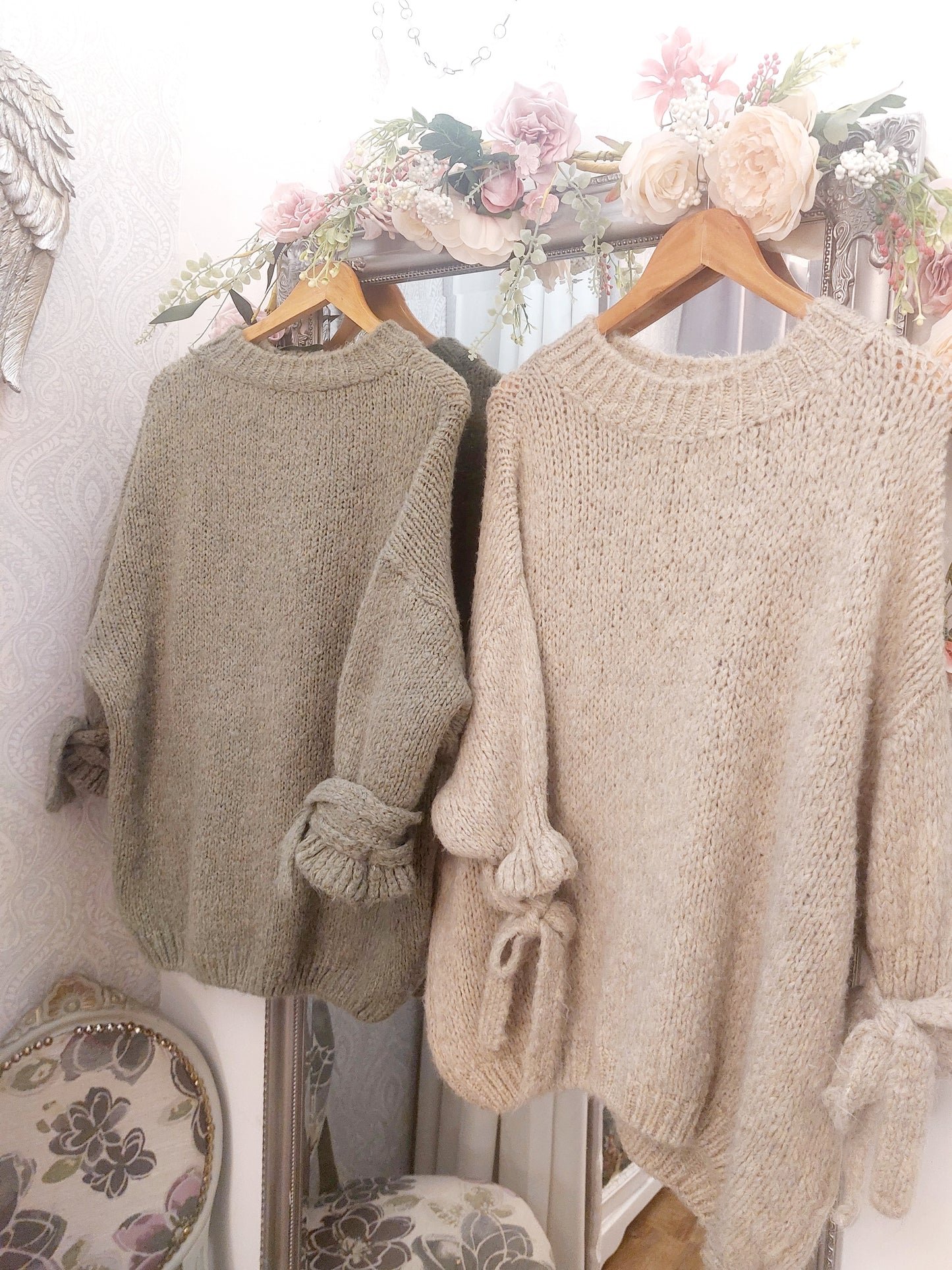 Tie Cuff Fluffy Chunky Jumper 8-18. VARIOUS COLOURS