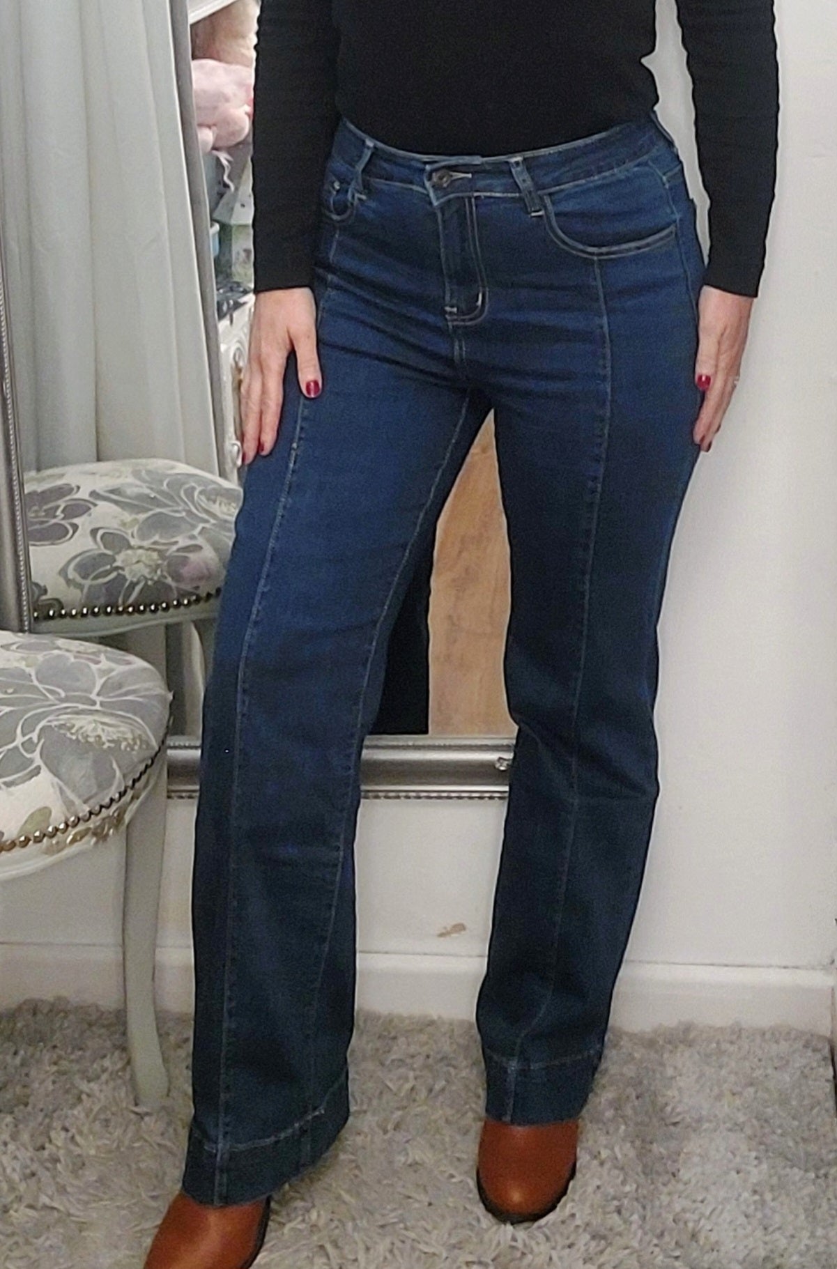 Super Stretch Indigo Wide Leg Jeans 8-18