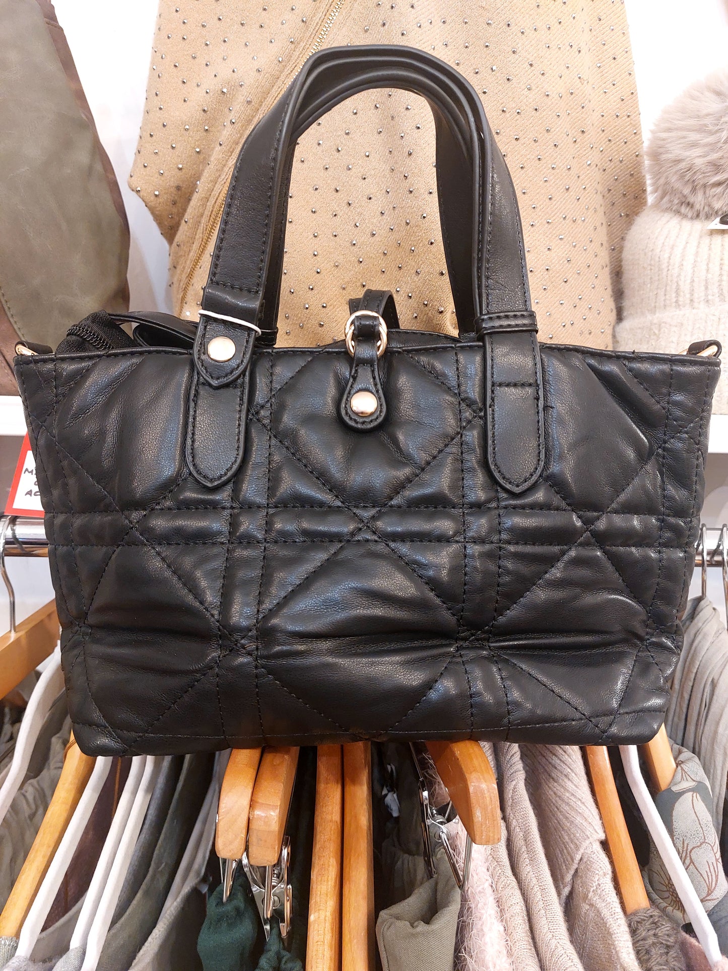 Small Soft Grab Zipper Bag-Detachable Long Strap-Black