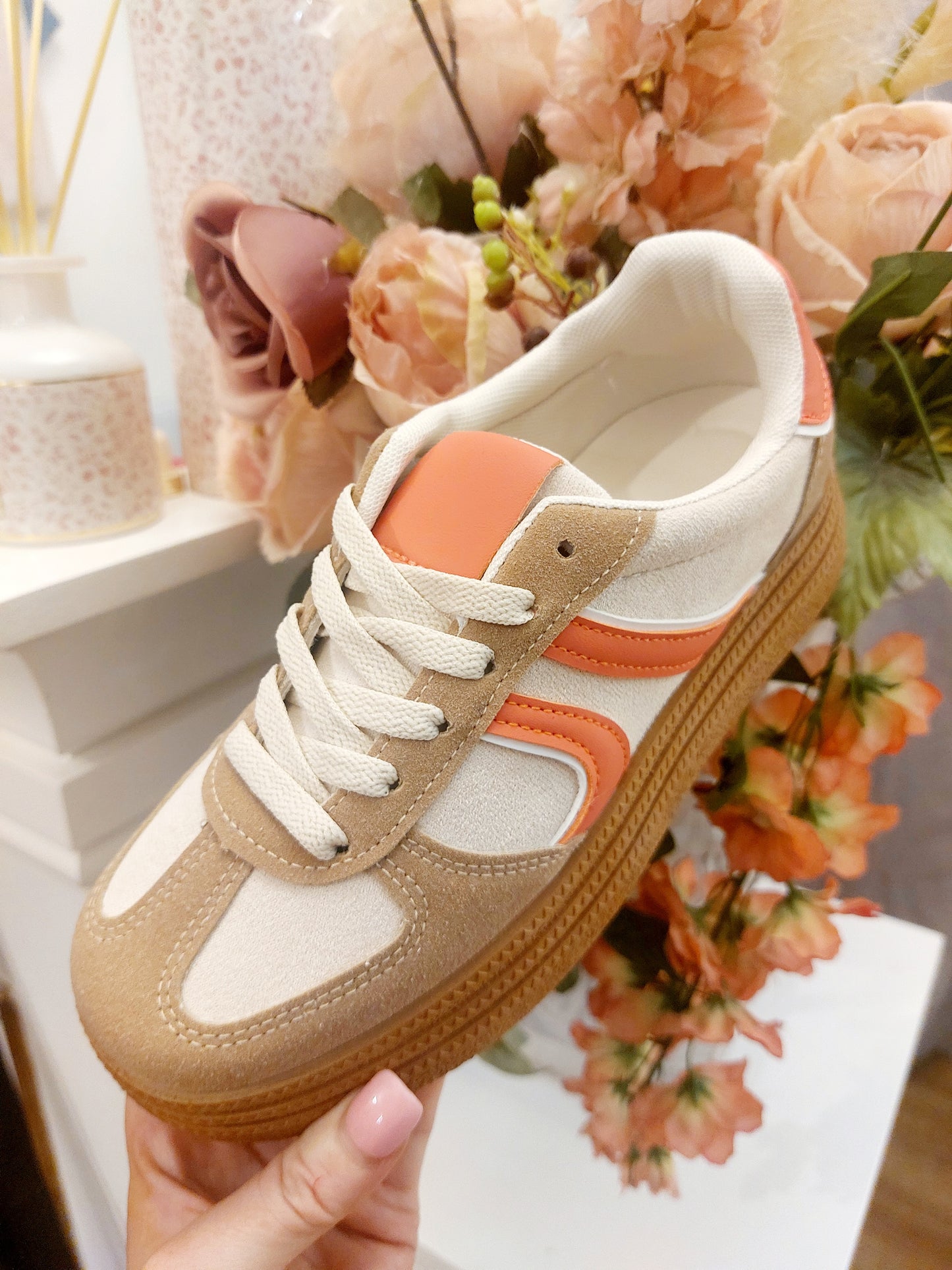 The Retro Trainer-Coral-Regular to Wide Fit