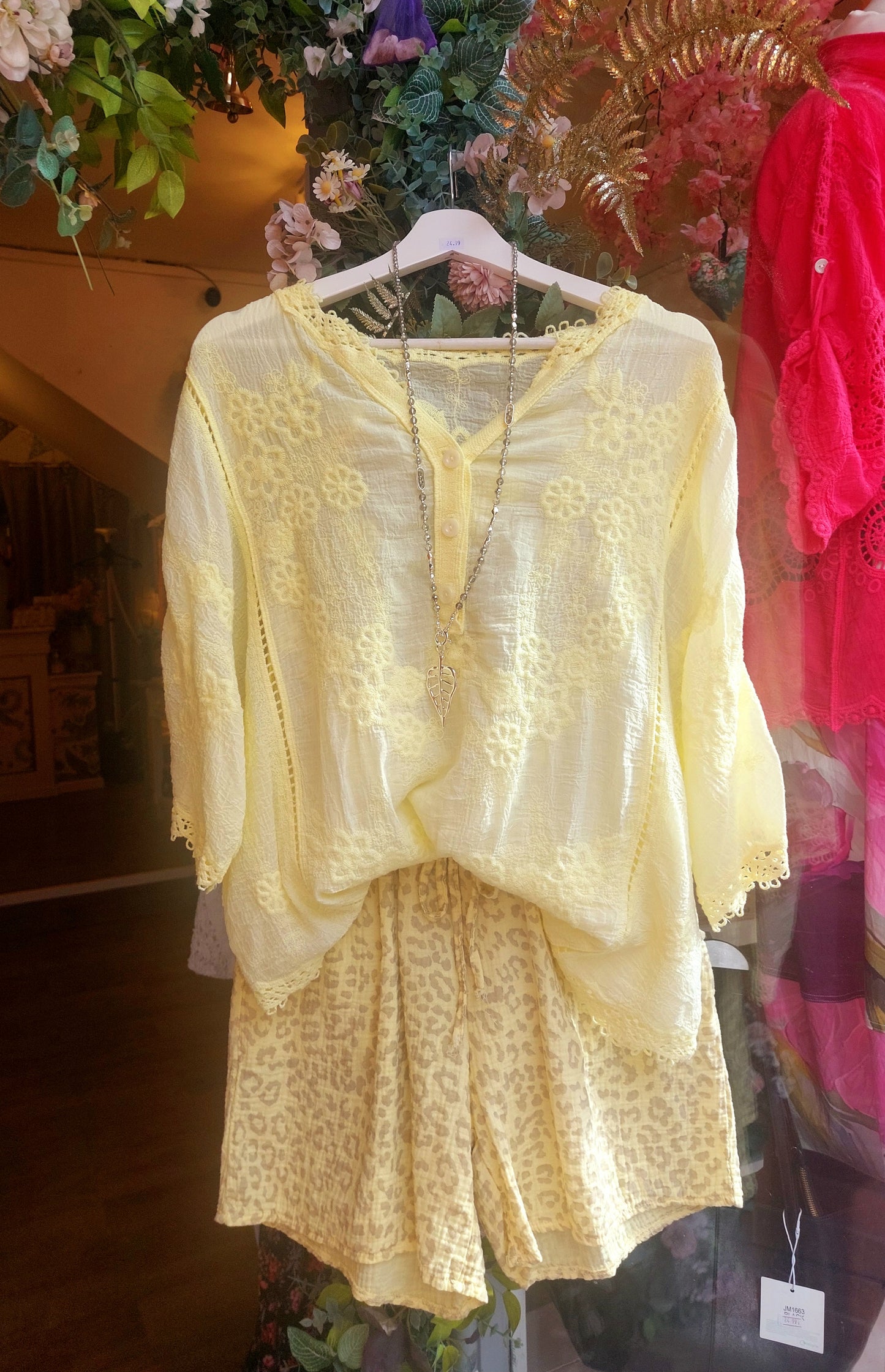 Yellow Embroidery 3/4 Sleeve Top 12-18