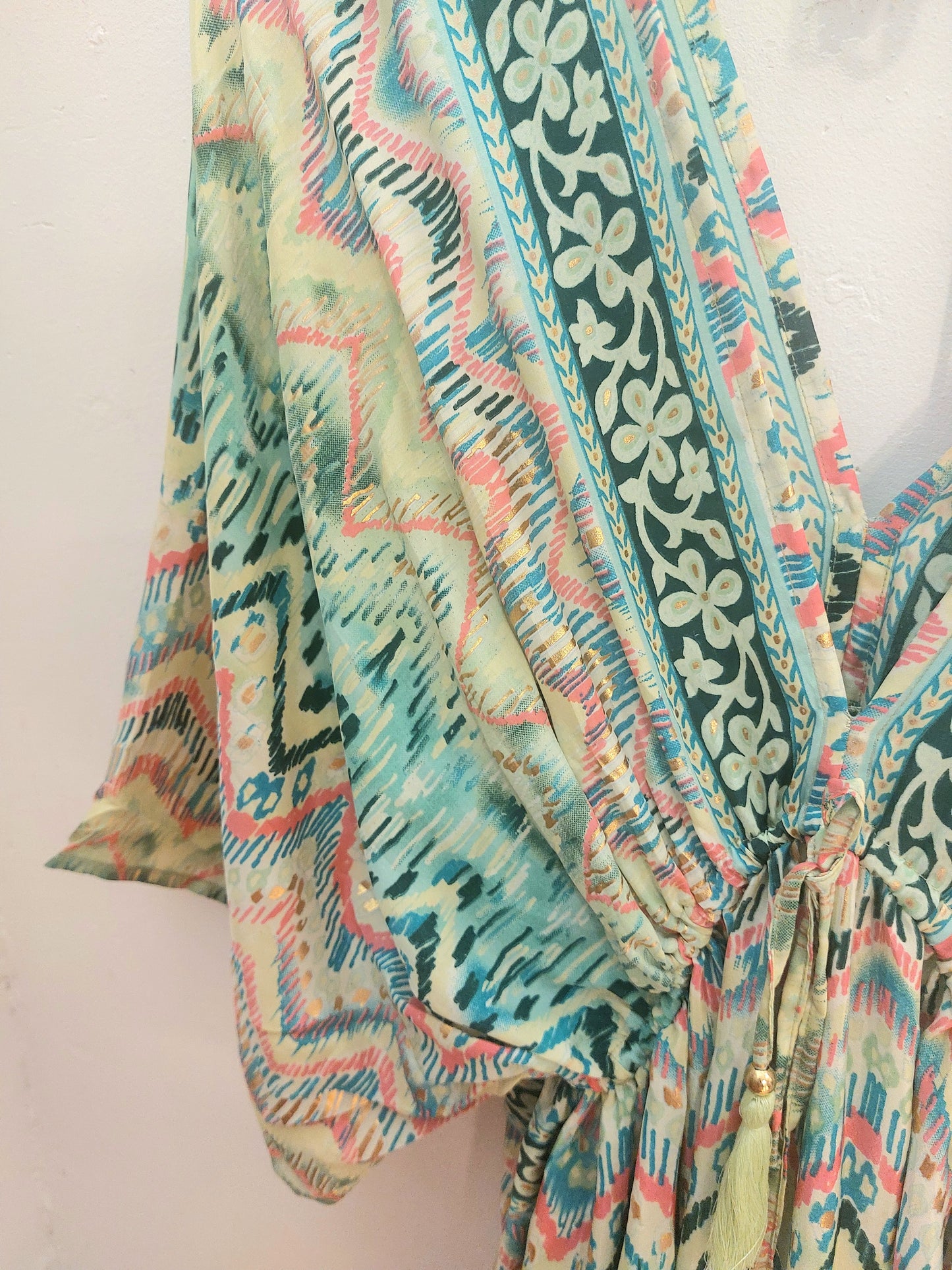 Green & Gold Made In India Maxi Dress- 70% Silk 8-16