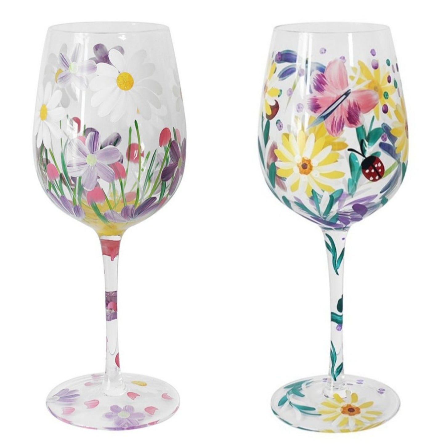 Hand Painted Wine Glass-Gift Boxed