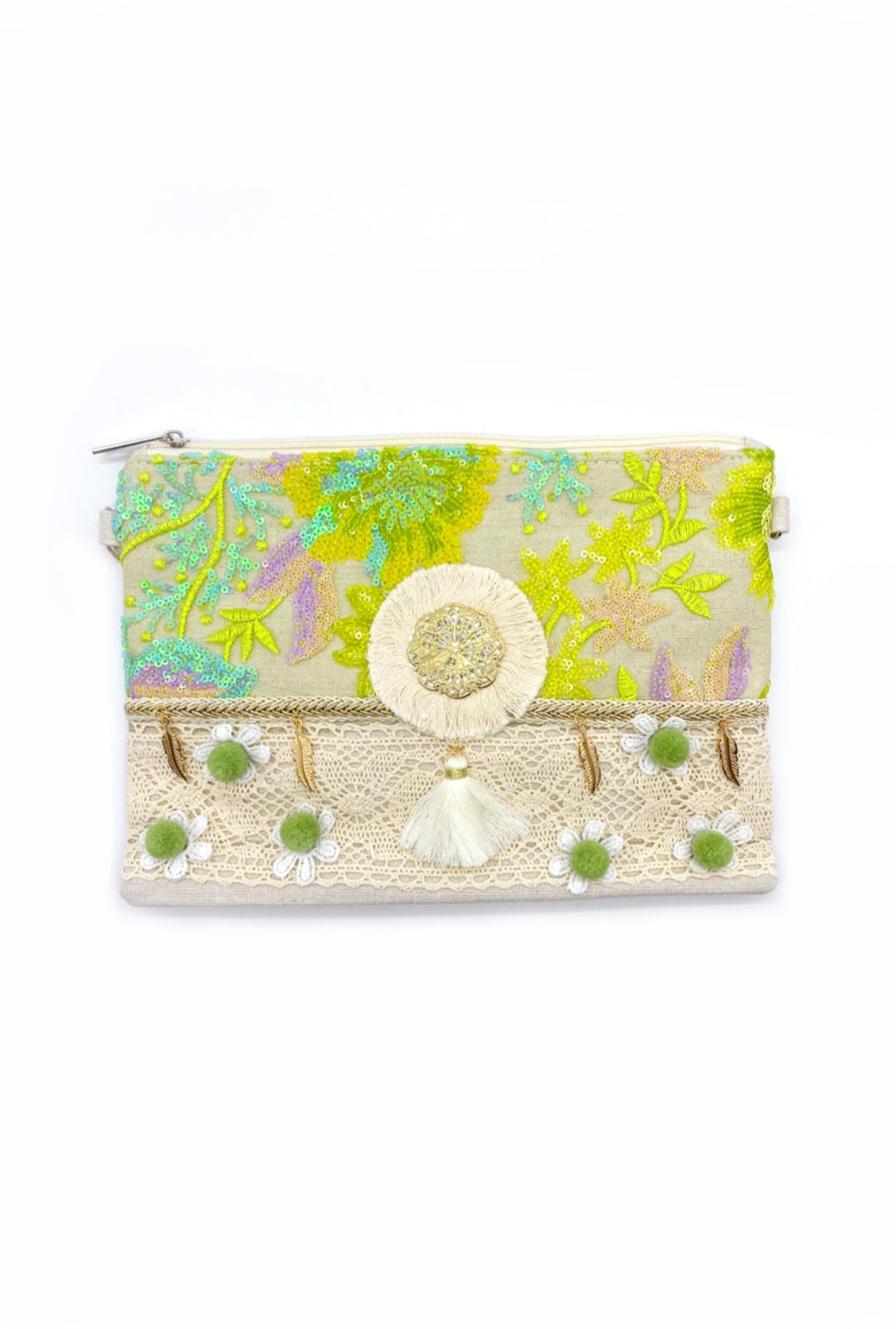 Boho Crossbody Bag-Lime