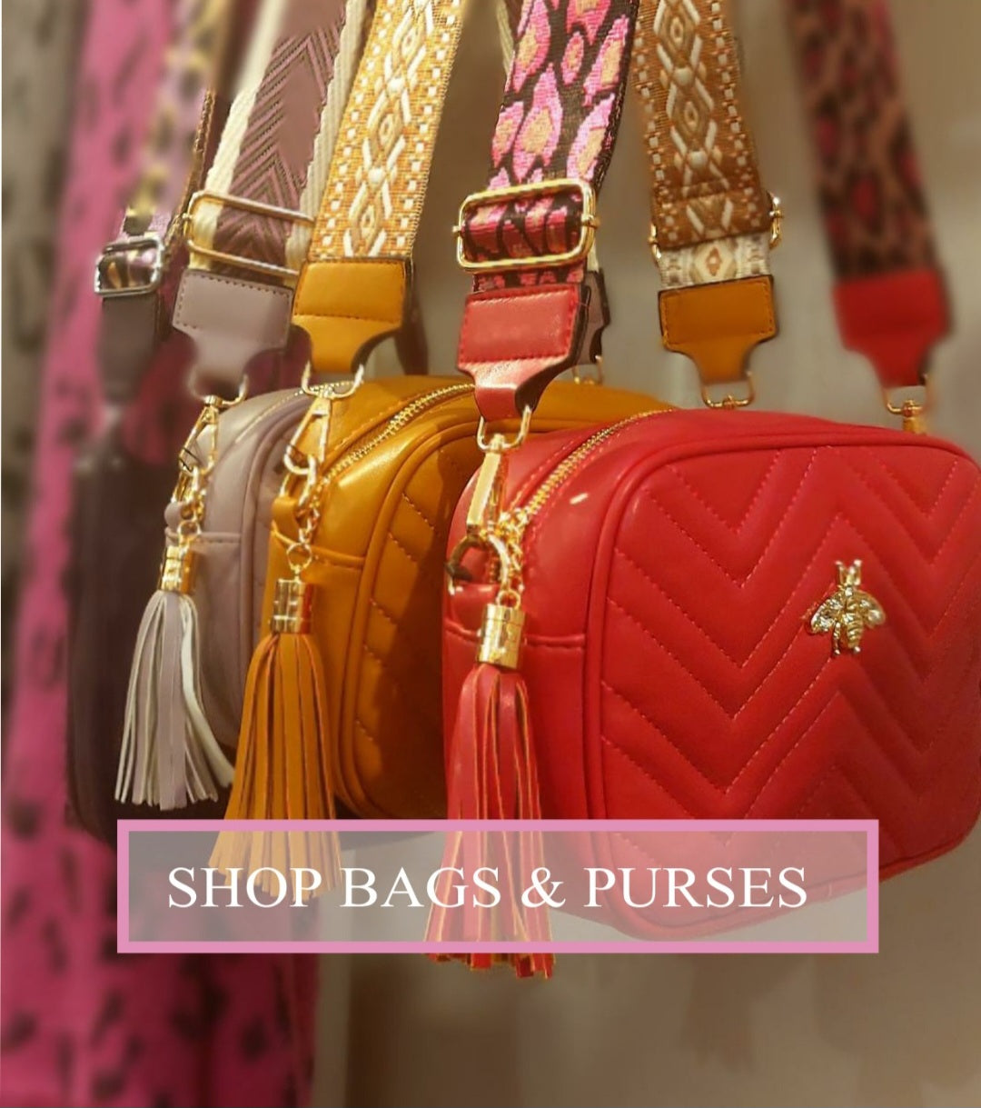 Bee Quilted Camera Crossbody Bag & Pattern Strap