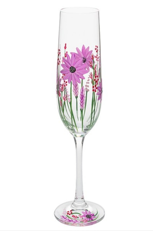 BACK SOON!! Hand Painted Champagne Glass