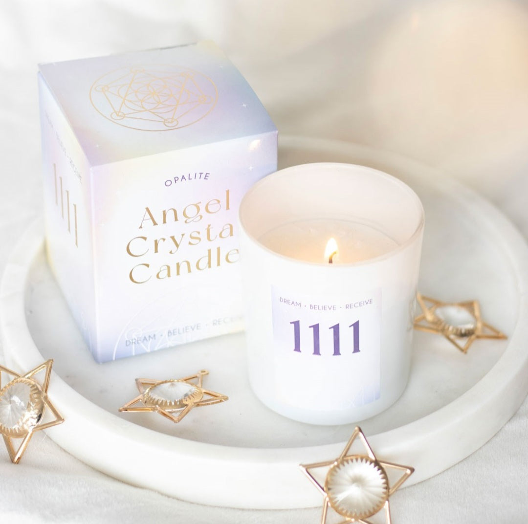 Angel 111 Candle with Crystals