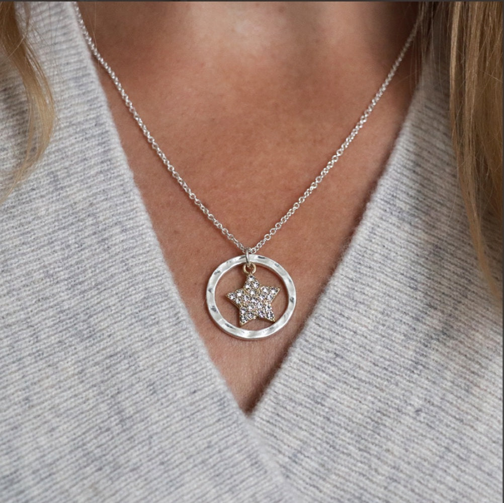 POM Peace of Mind Star Crystal Ring Necklace