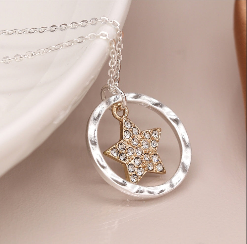 POM Peace of Mind Star Crystal Ring Necklace