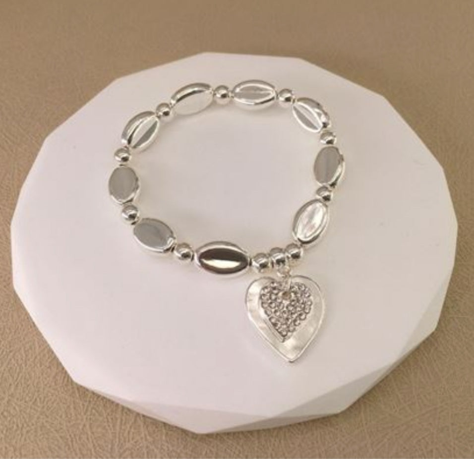 Double Love heart diamante Nugget Bracelet