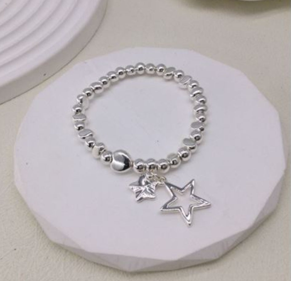 Double Star Charm Nugget Bracelet