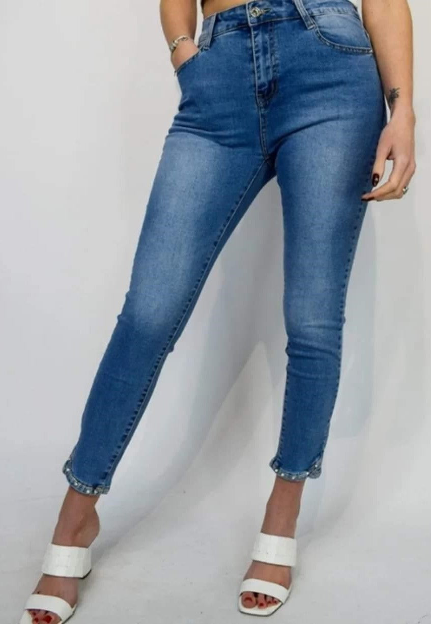 The Zizi Jean-Diamante stud Ankle Stretch Skinny Jeans