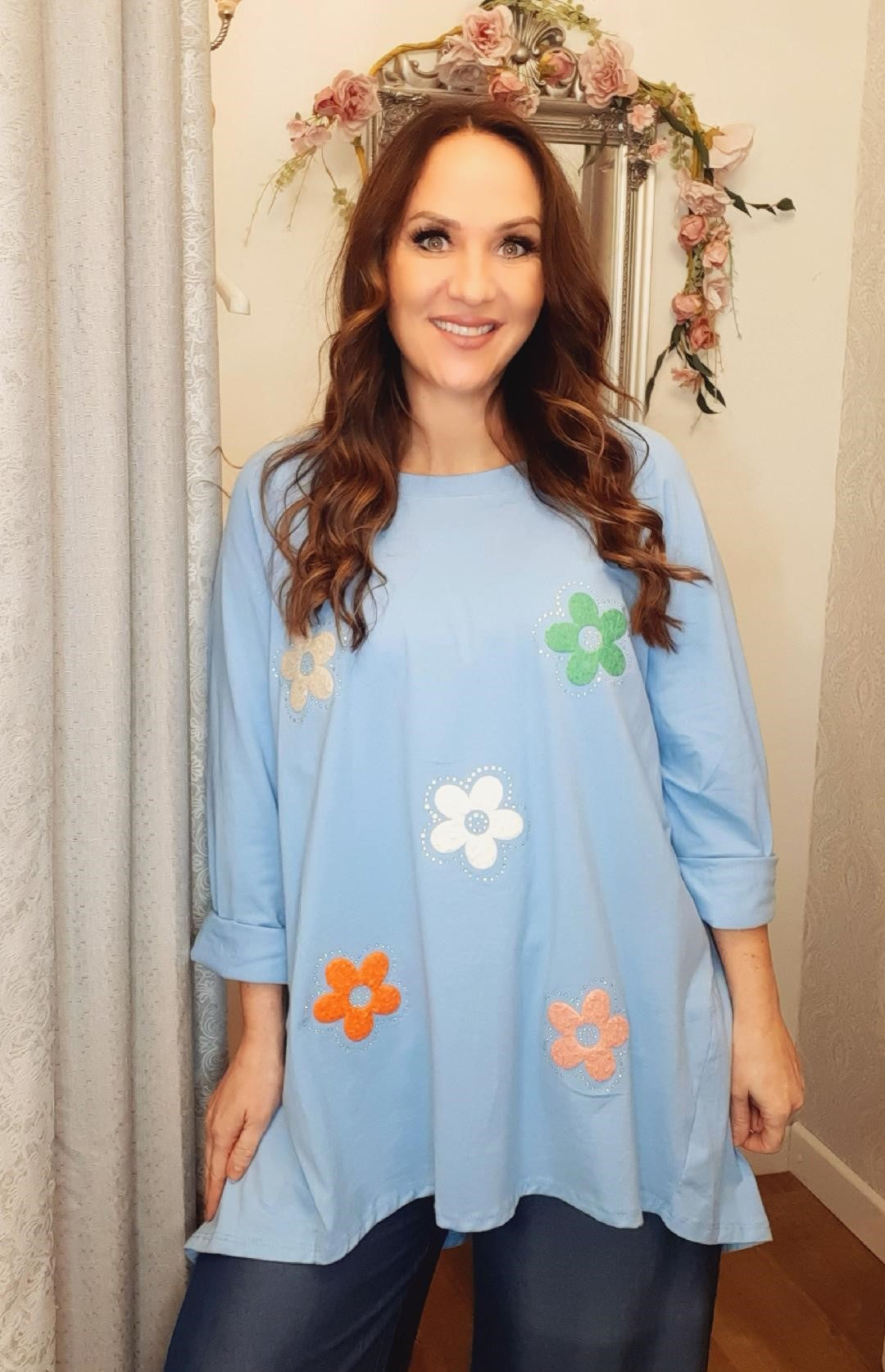 The Faye Top- Rhinestone Embellished-BLUE 10-18