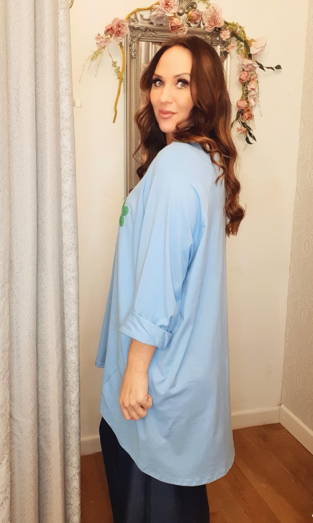 The Faye Top- Rhinestone Embellished-BLUE 10-18