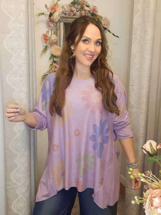 The Gina Top-Daisy Hanky Hem-Purple 10-18/20