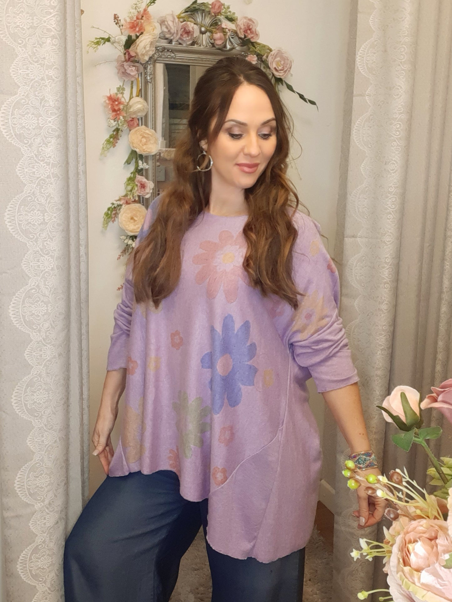 The Gina Top-Daisy Hanky Hem-Purple 10-18/20
