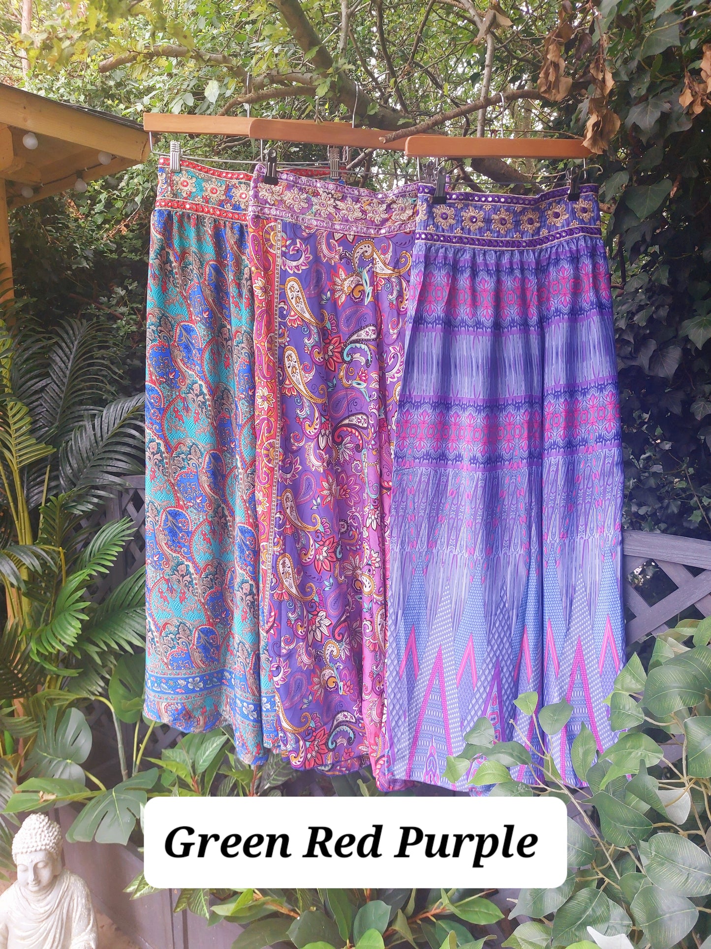 Boho Embellished Palazzo 100% Silk trousers 12-16/18