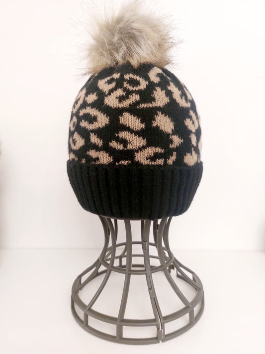 Black Pom Pom Beanie