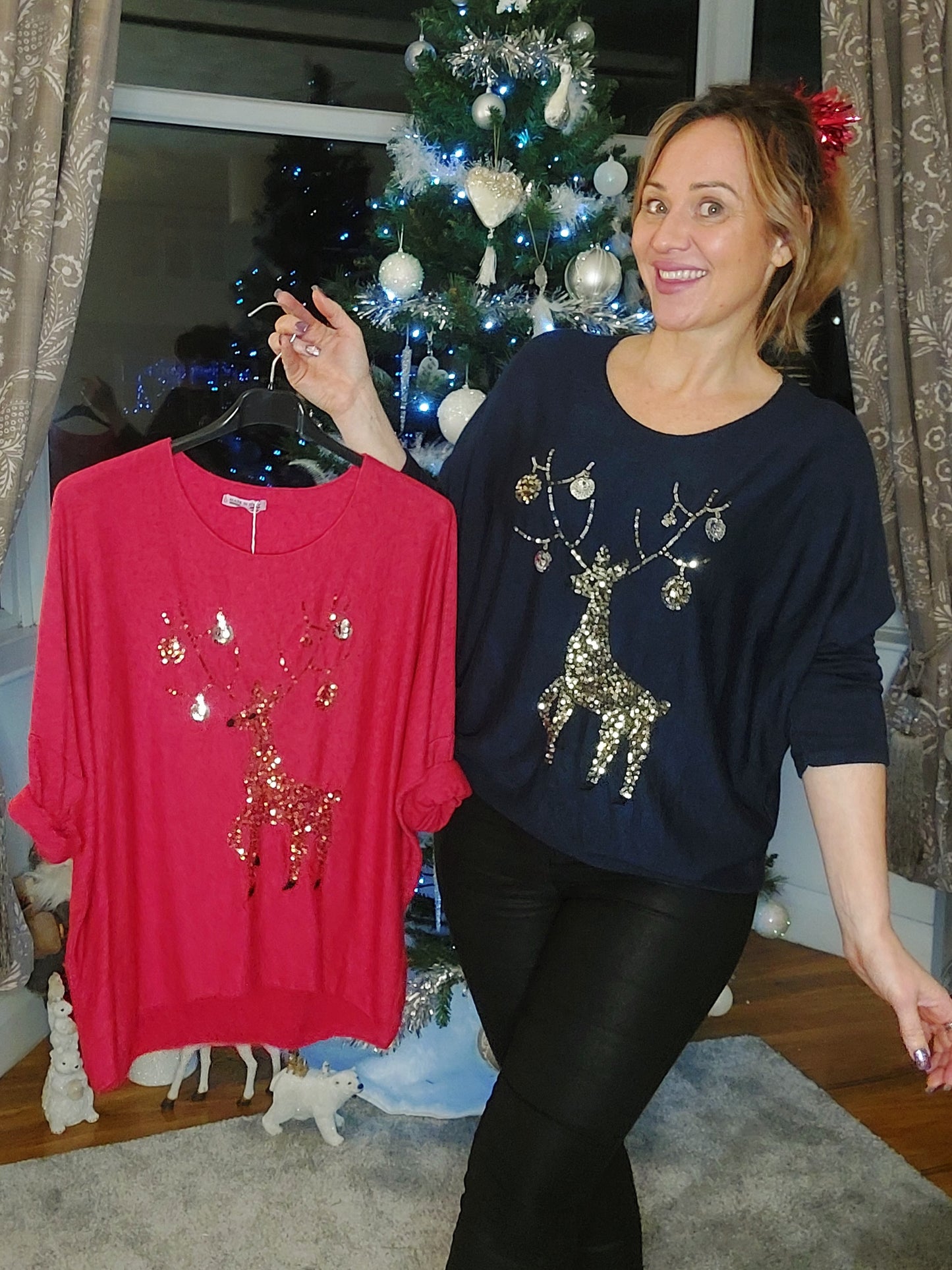 Sequin Reindeer lightweight Jumper 8-16/18