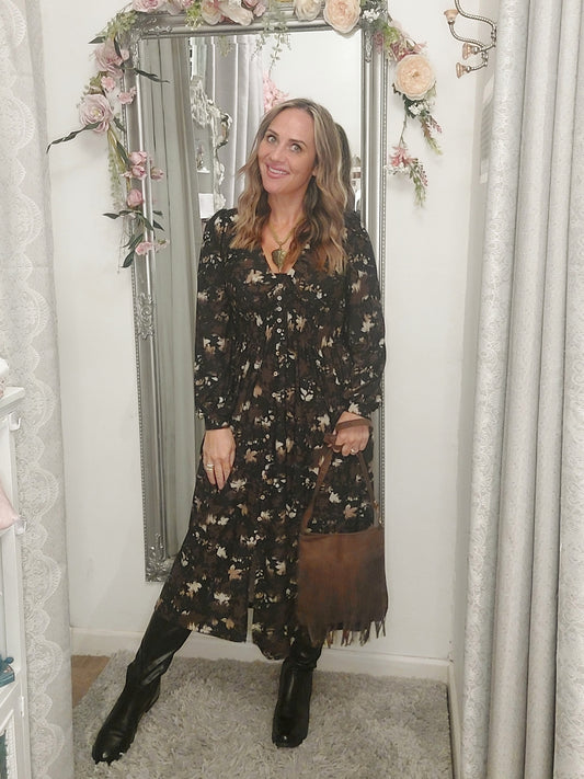 The Maple-Leaf Autumn Midi/Maxi Dress-Various Sizes 8-18