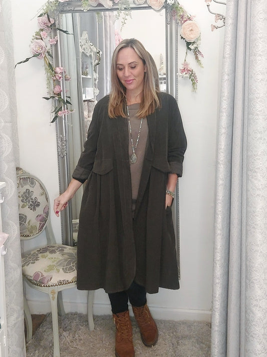 The Jackie Super Soft Baby Cord Chocolate Parachute Jacket 8-16