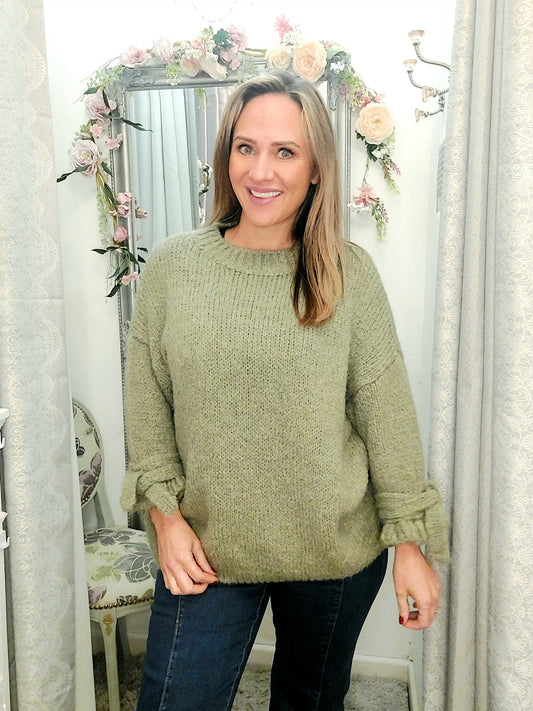 Tie Cuff Fluffy Chunky Jumper 8-18.                           VARIOUS COLOURS