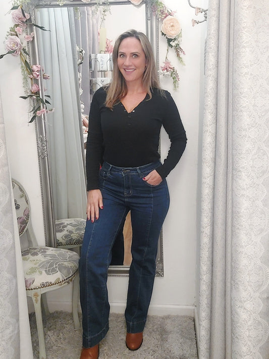 Super Stretch Indigo Wide Leg Jeans 8-18