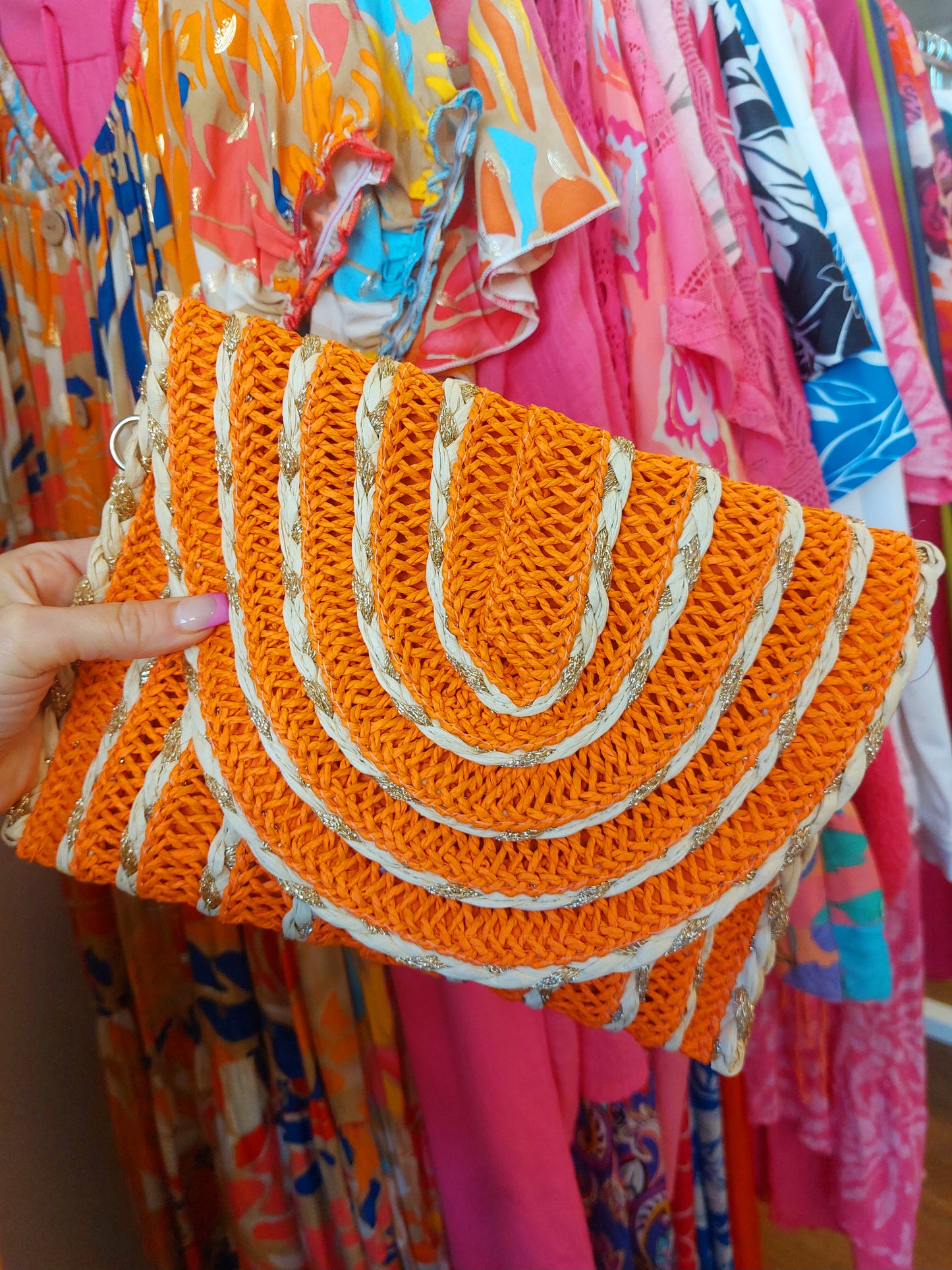 Boho Crossbody Bags-Orange & Pink