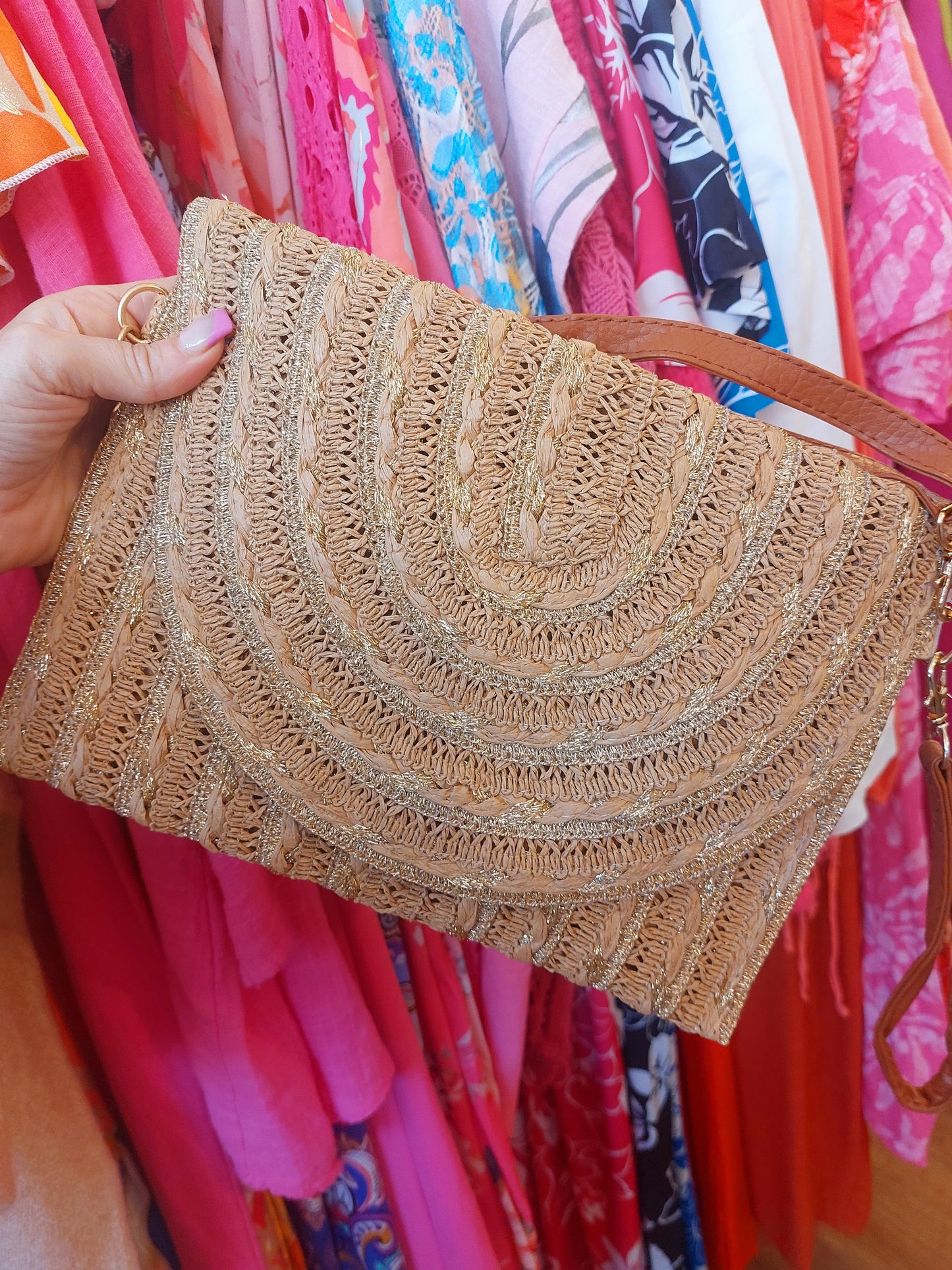 Crossbody Woven Bag-Khaki