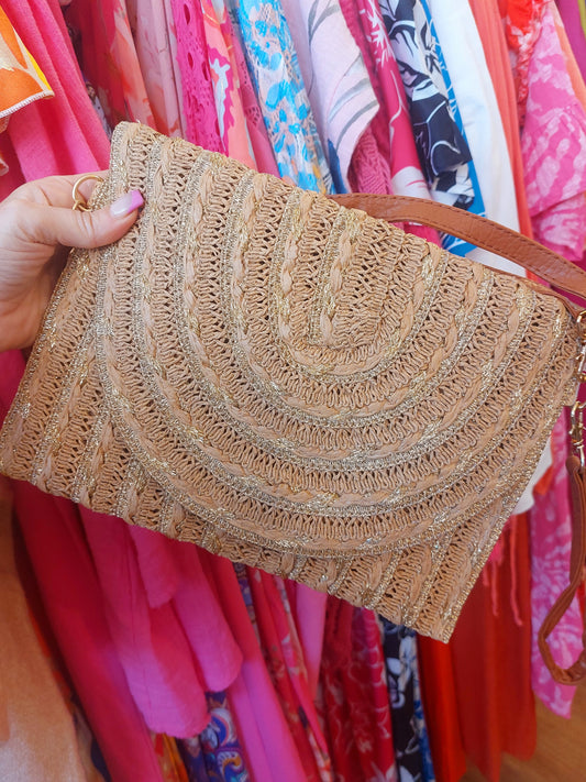 Crossbody Woven Bag-Khaki
