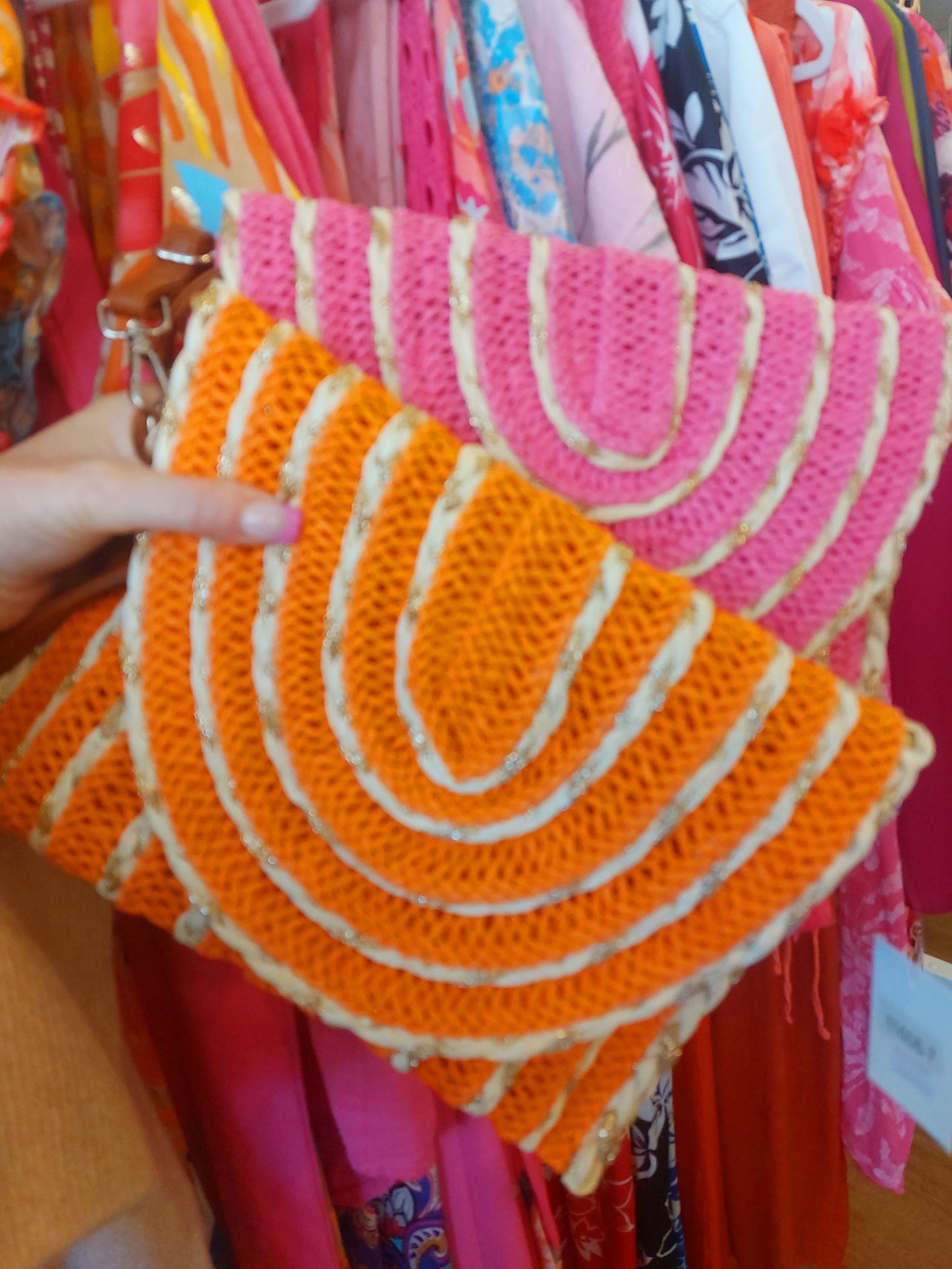 Boho Crossbody Bags-Orange & Pink