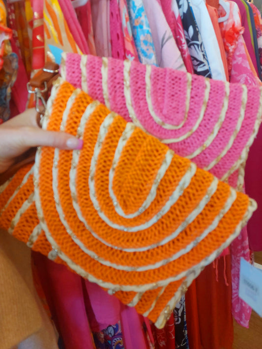 Boho Crossbody Bags-Orange & Pink
