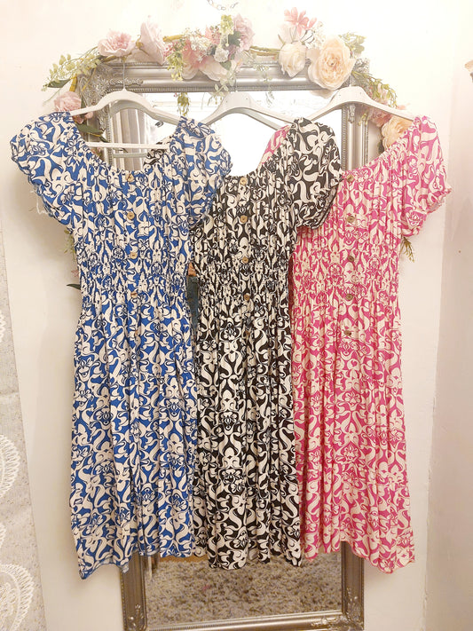 Mediterranean Print Bardot Midi Dress 8-18/20