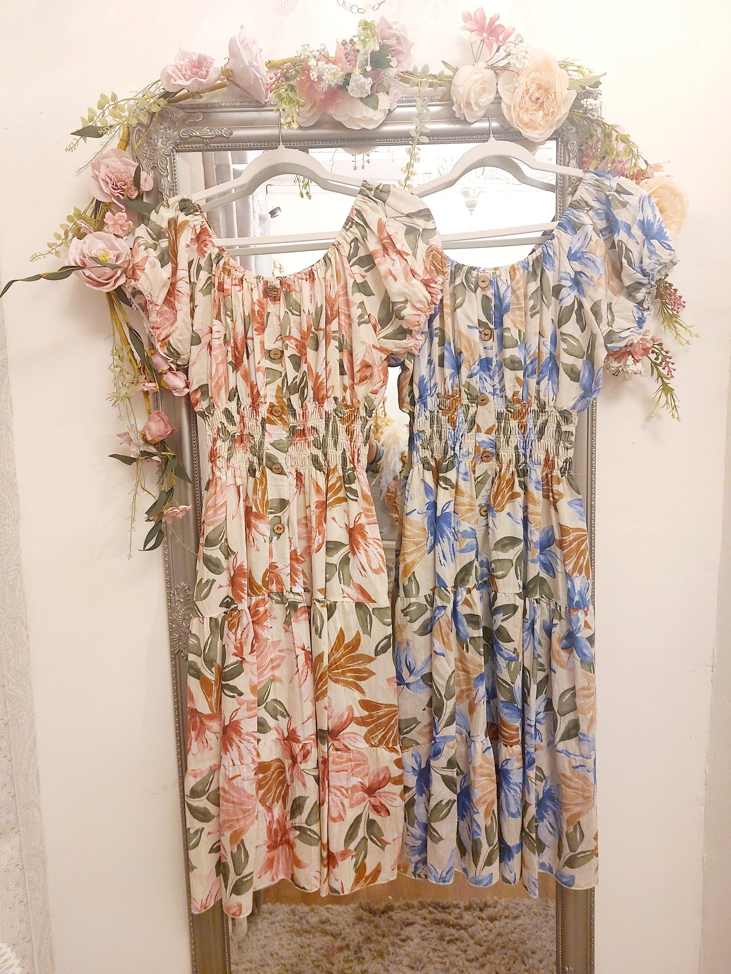 Vintage Floral Bardot Midi Dress 8-18/20