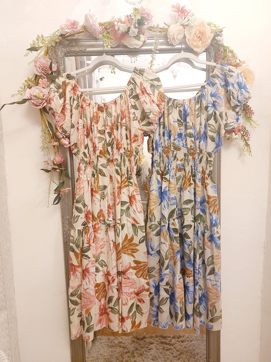 Vintage Floral Bardot Midi Dress 8-18/20